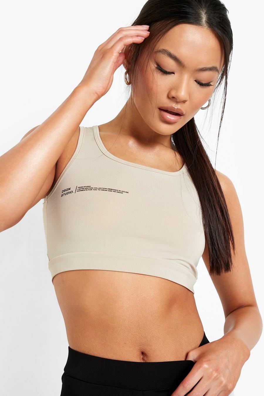 Stone Text Print Sports Crop Top image number 1