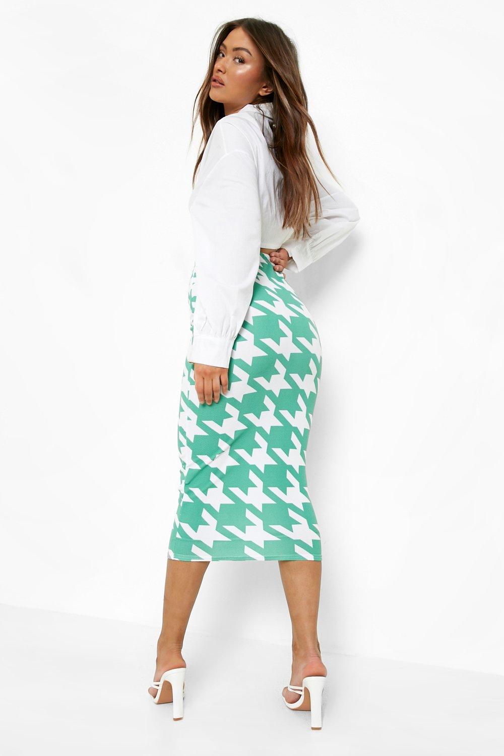 dogtooth midi skirt