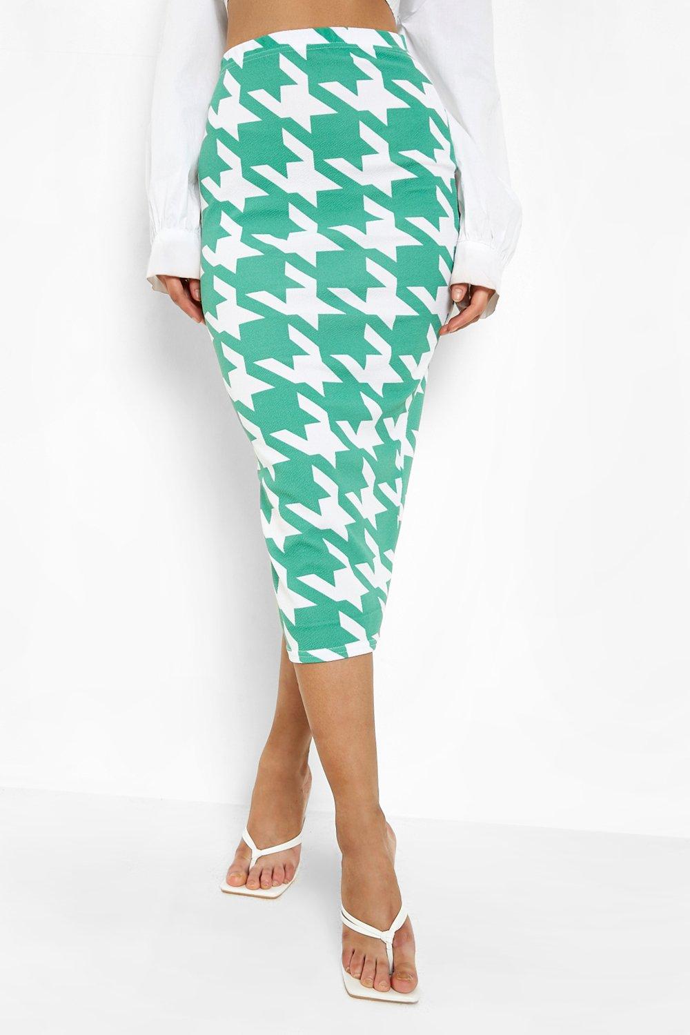 dogtooth midi skirt