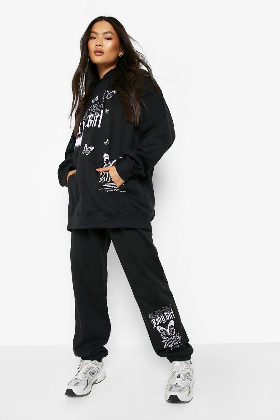 Black Baby Girl Butterfly Hooded Tracksuit image number 1