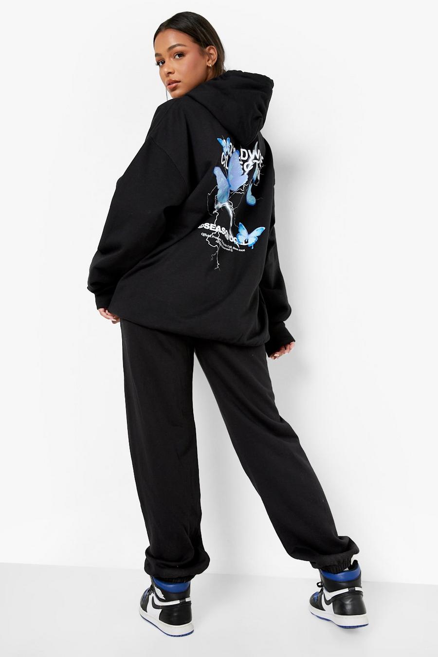 Black Worldwide Butterfly Hooded Tracksuit  image number 1