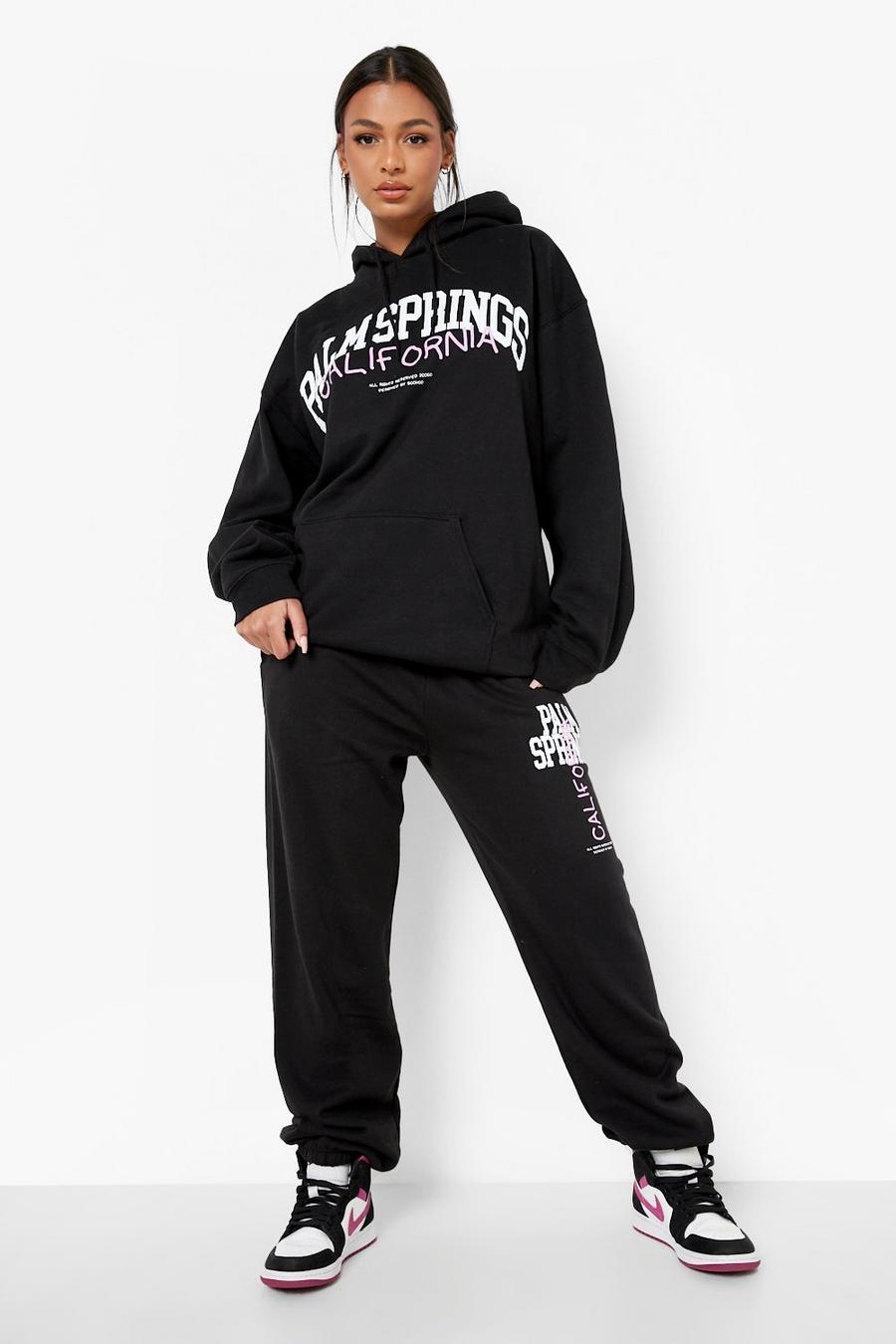Black Palm Springs California Hooded Tracksuit  image number 1