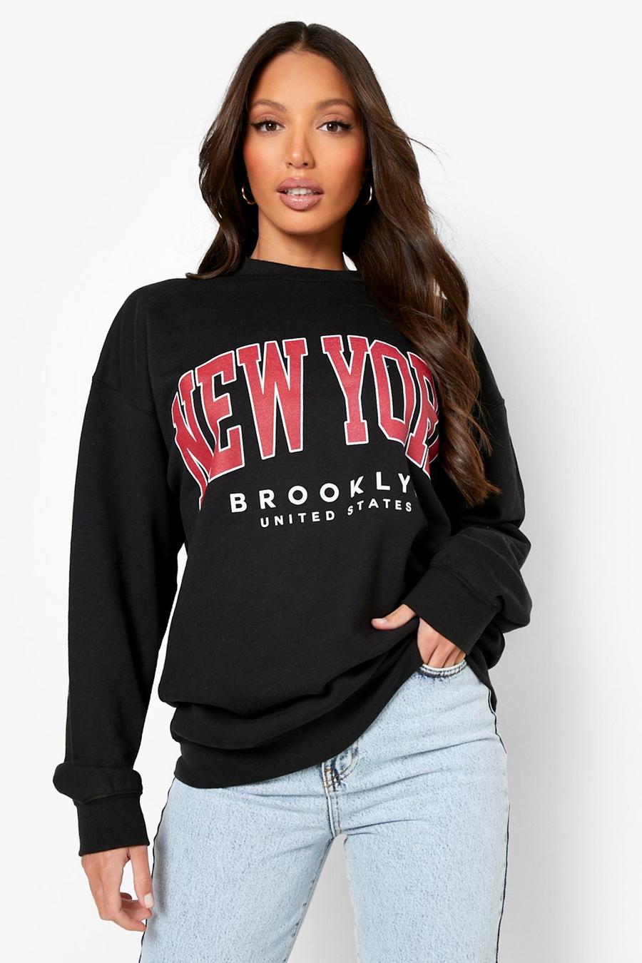 Black svart Tall - New York Sweatshirt med tryck image number 1