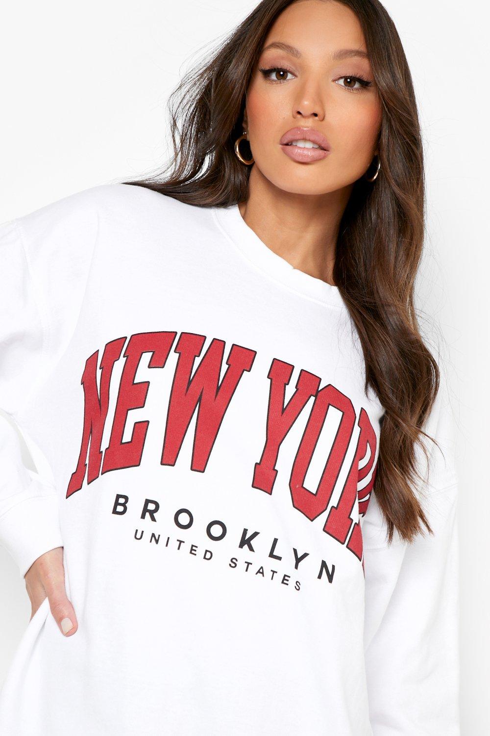 Printed Sweatshirt - White/New York - Ladies