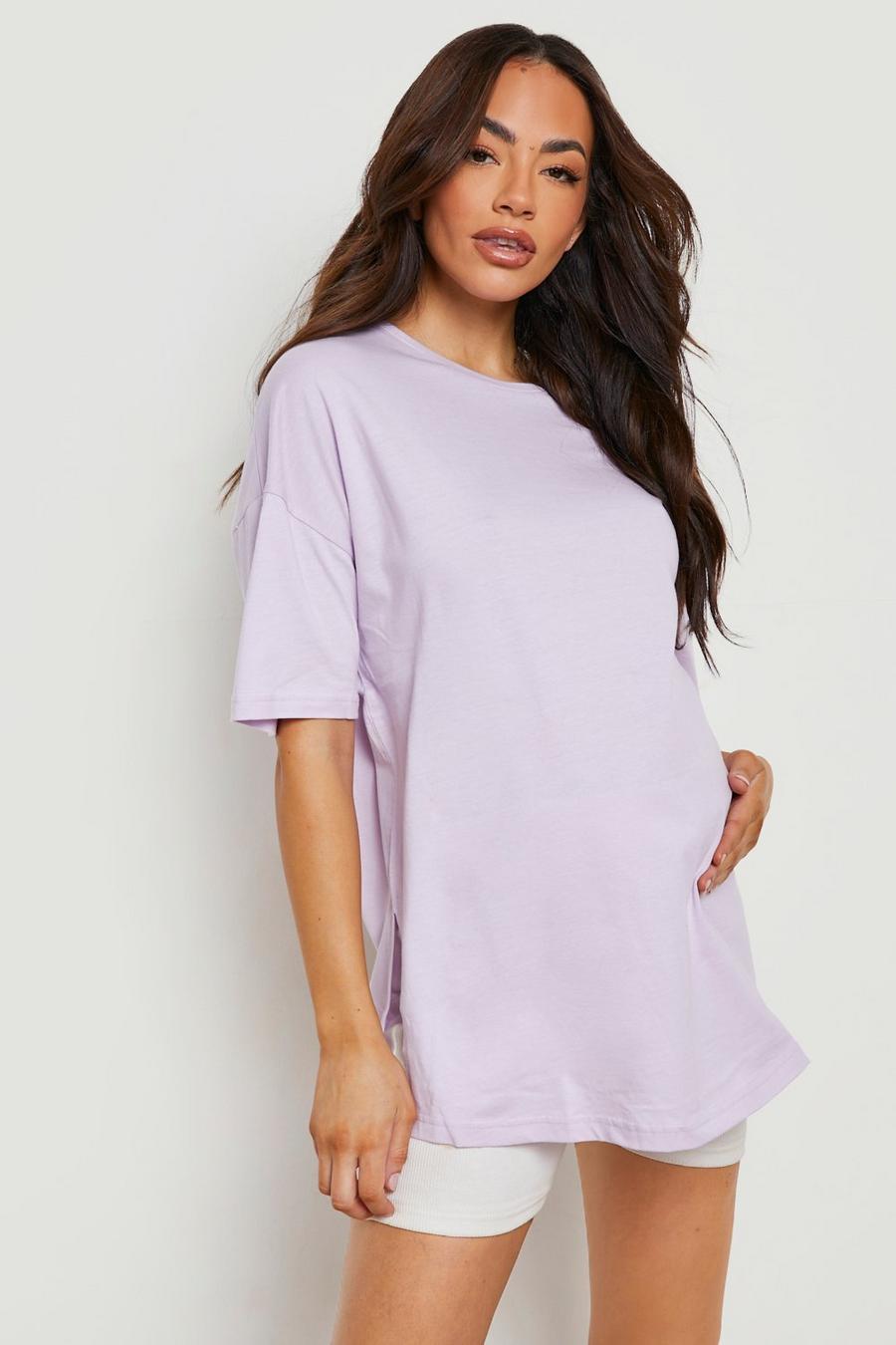 Lilac purple Maternity Side Split T-shirt
