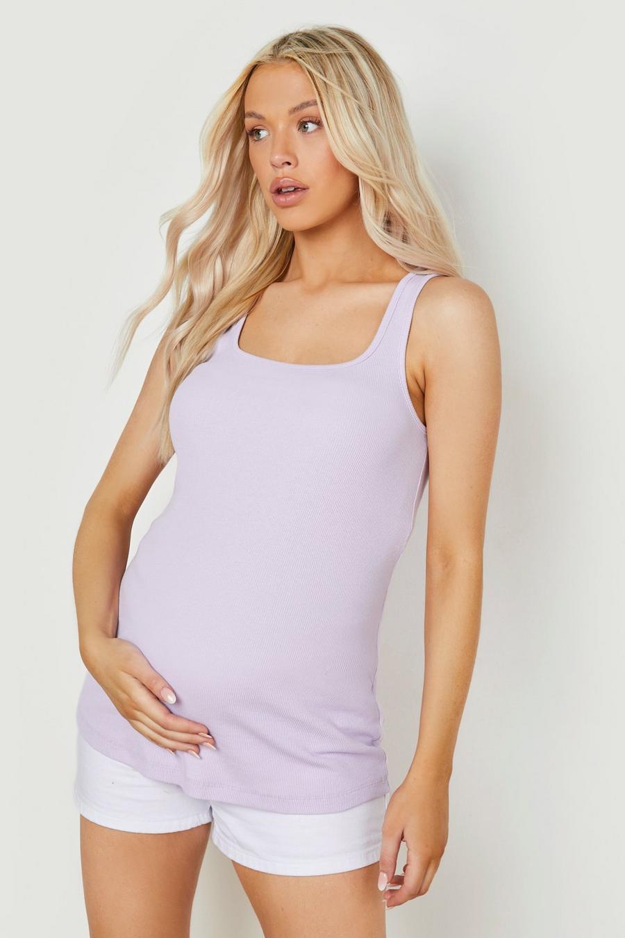 Lilac Maternity Rib Square Neck Tank Top image number 1