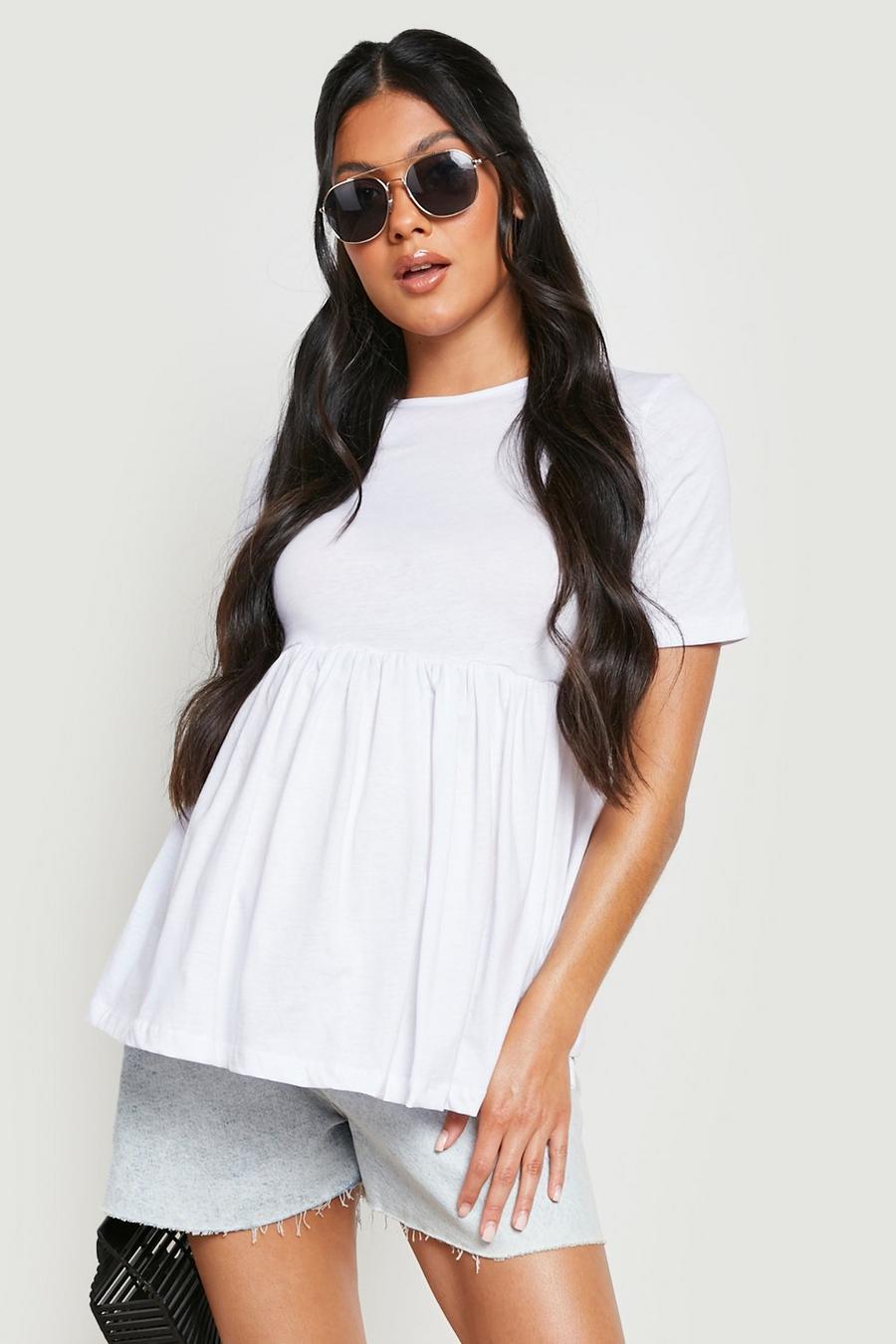 White Maternity Crew Neck Smock Top image number 1