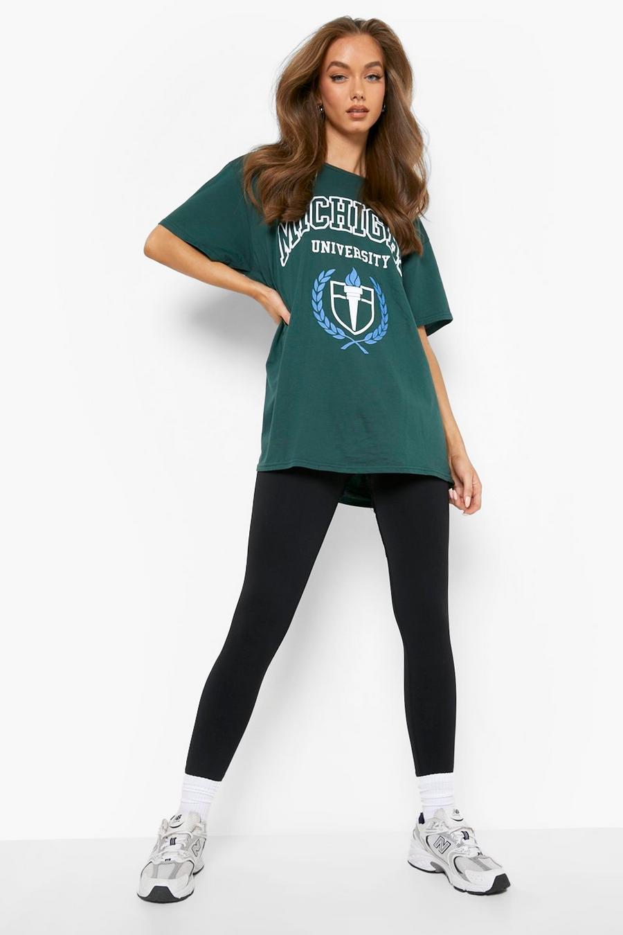 Camiseta oversize con estampado de Michigan, Green gerde