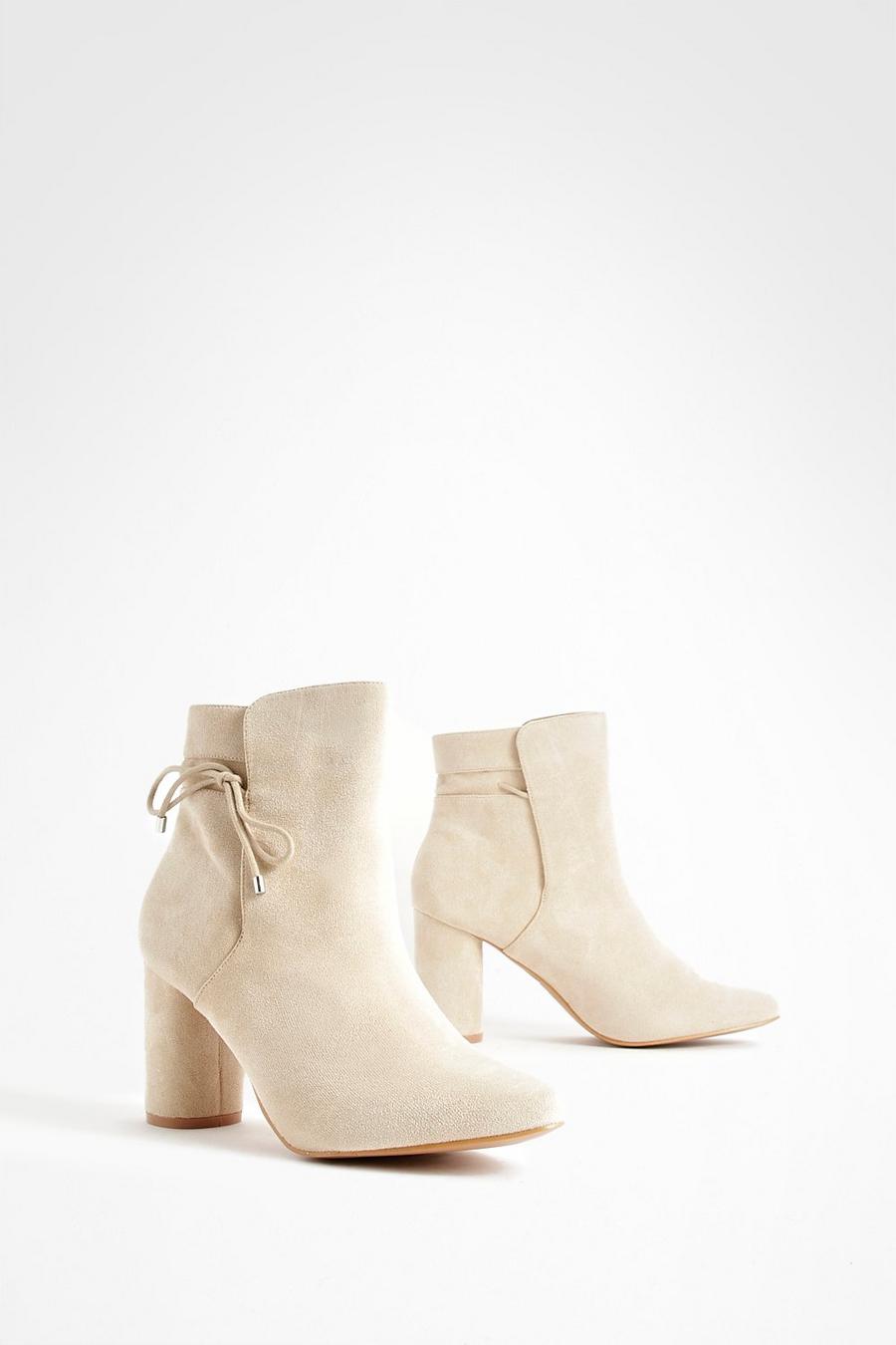 Nude Bow Detail Ankle Boots image number 1