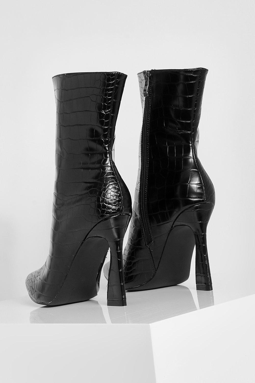 Flared heel ankle boots hotsell