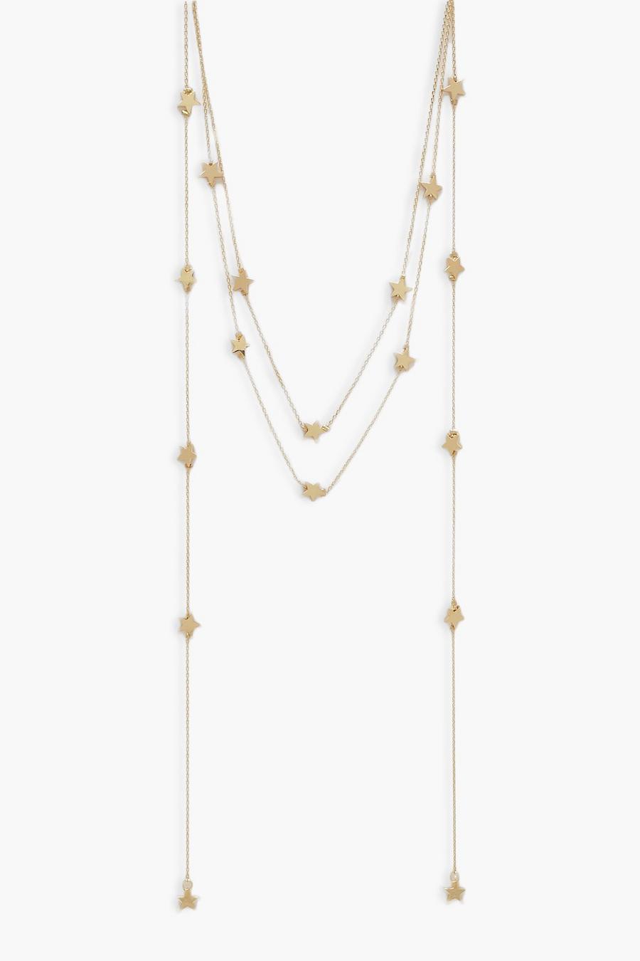 Gold metallic Plus Multi Star Layered Necklace