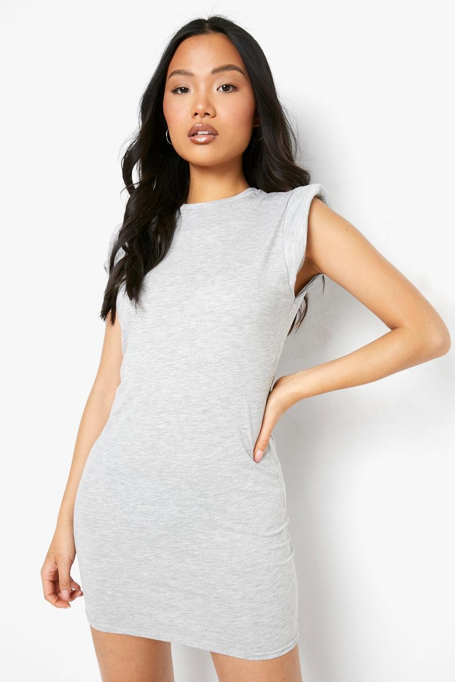 Grey Petite Shoulder Pad T-shirt Dress image number 1