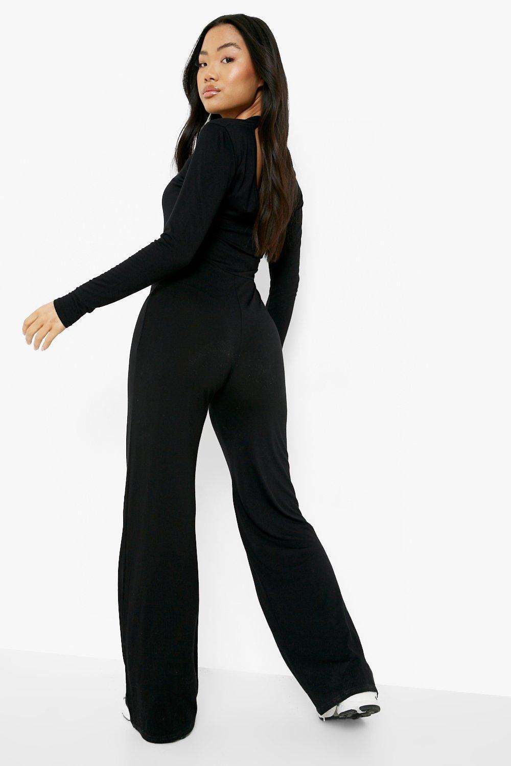 V neck best sale jumpsuit long sleeve