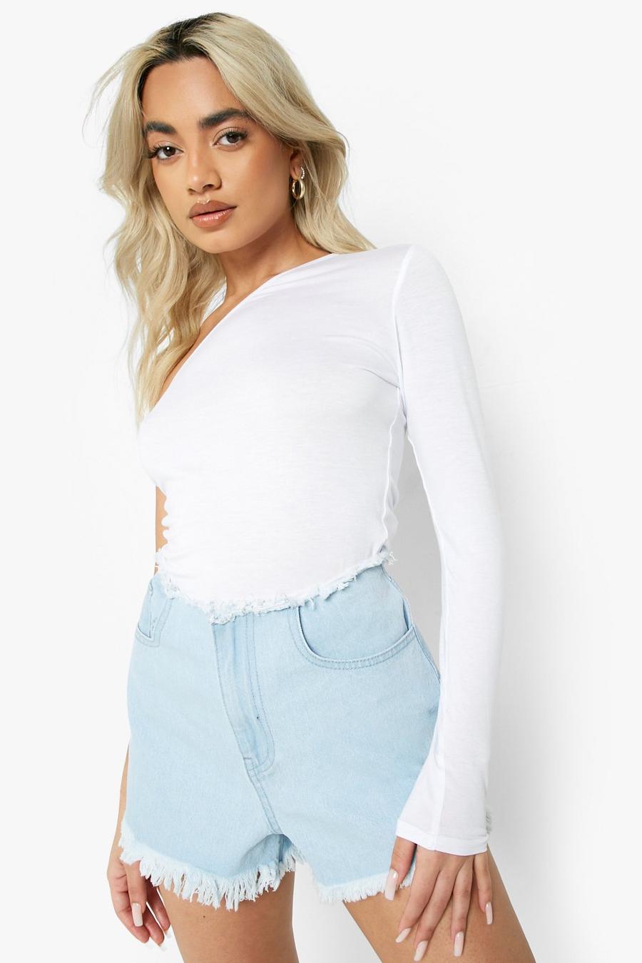 White Petite One Shoulder Top image number 1