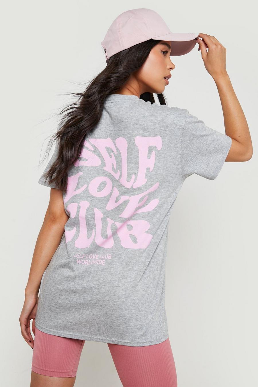 Grey marl Petite Self Love Club Oversized T-shirt image number 1