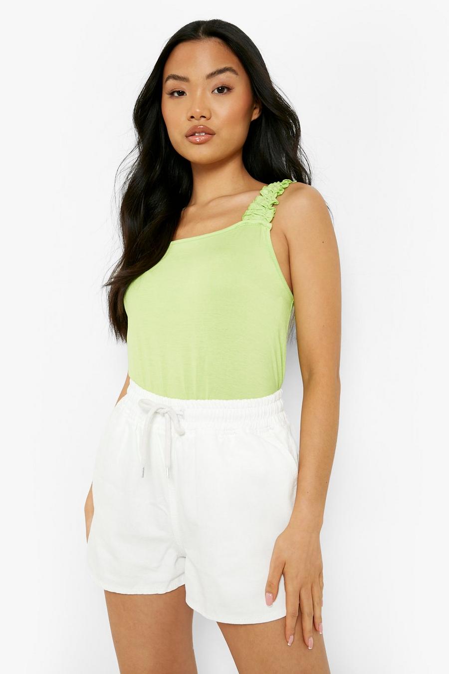 Lime Petite Ruffle Strap Swing Tank Top image number 1