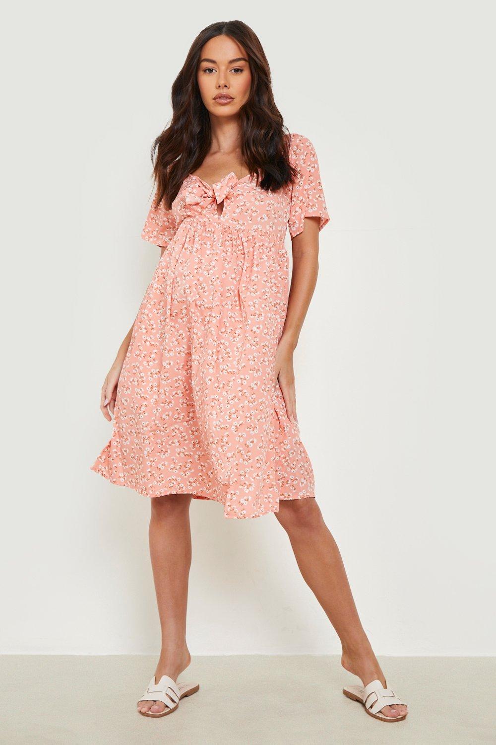 Boohoo pink maternity dress hotsell