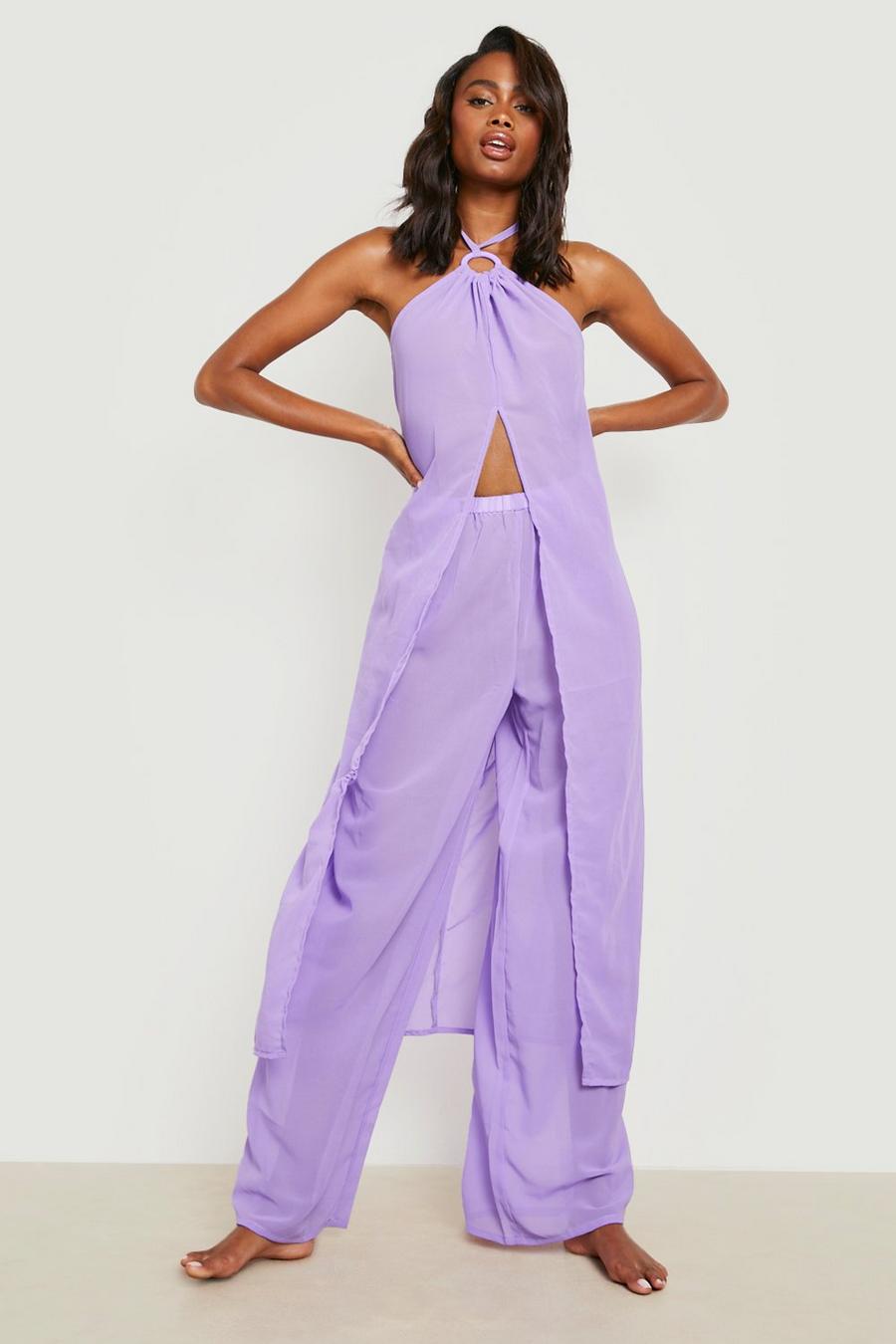 Purple O-ring Top & Trouser Beach Co-ord image number 1