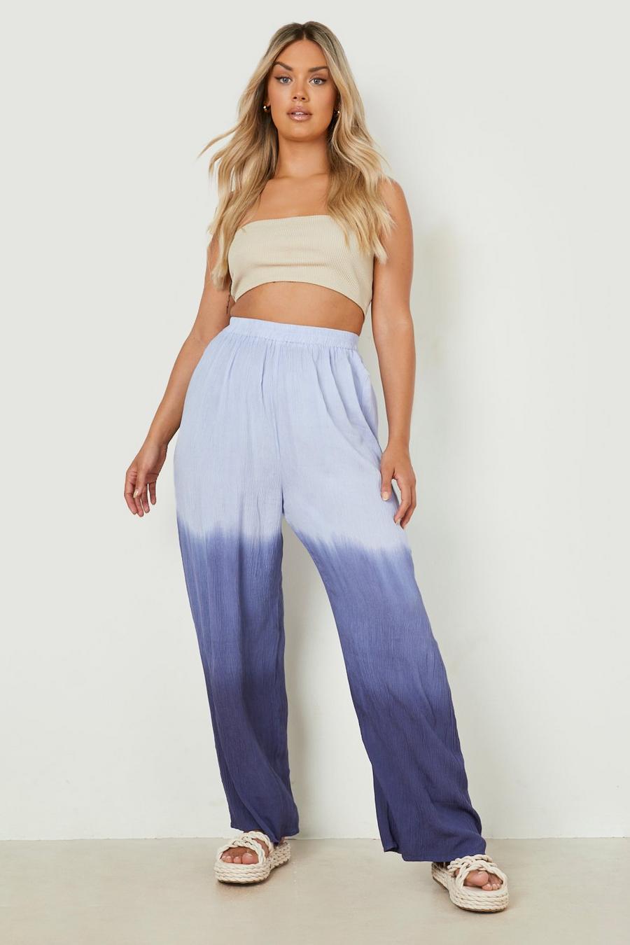 Blue Plus Ombre Cheesecloth Beach Trousers image number 1