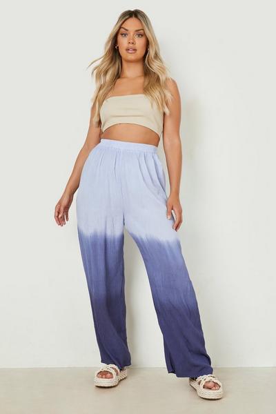 boohoo blue Plus Ombre Cheesecloth Beach Trousers