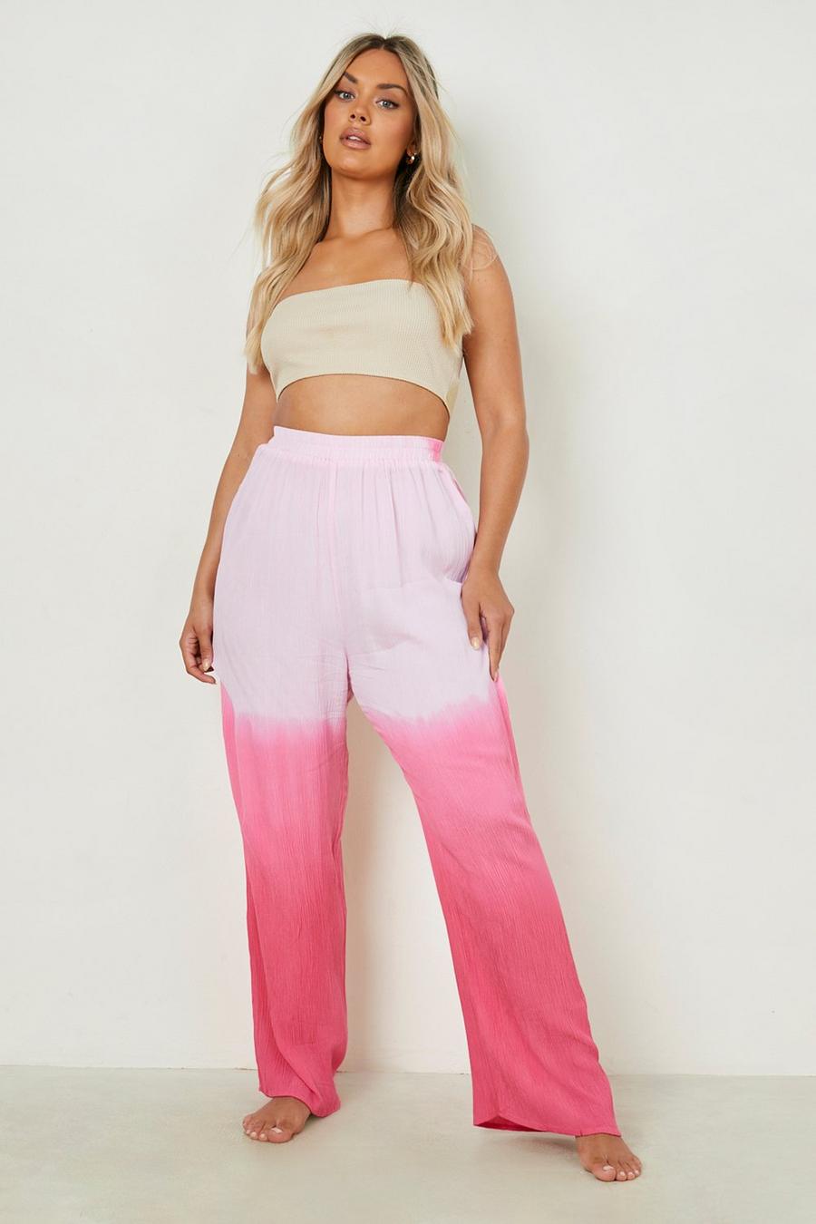 Pink Plus Ombre Cheesecloth Beach Trousers image number 1