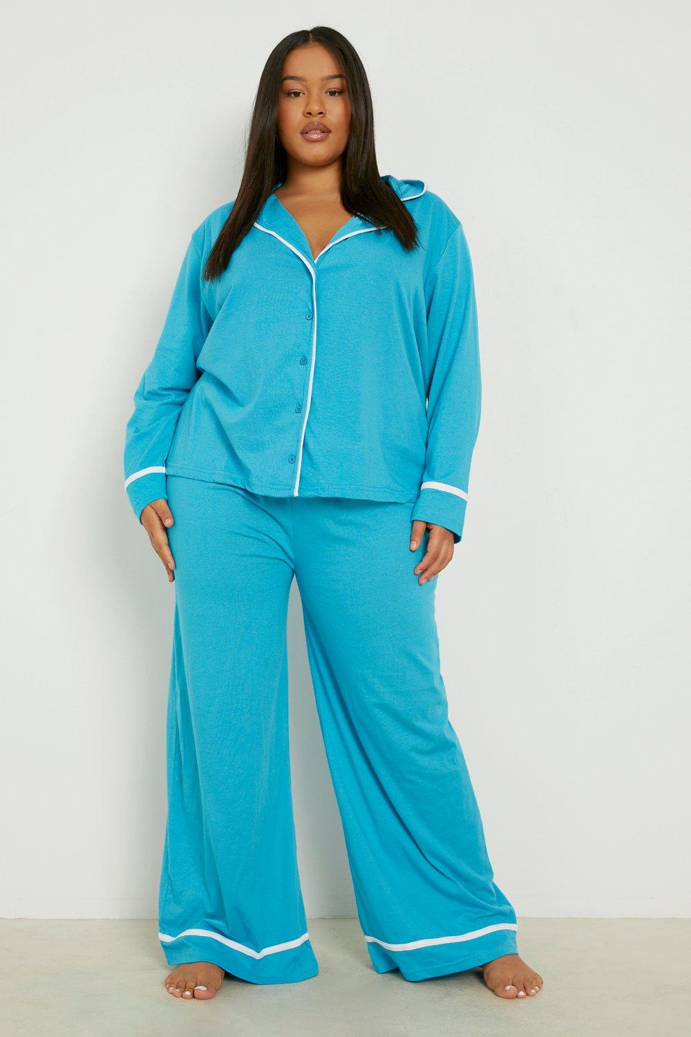 Long Sleeve Button Through Jersey PJ Set