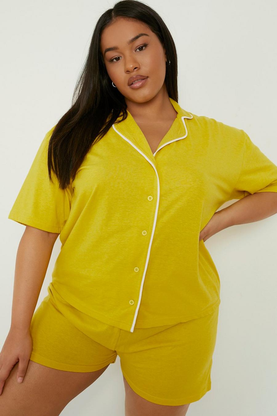 Grande taille - Pyjama en jersey à manches courtes, Yellow jaune