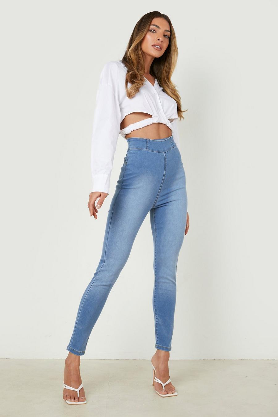 Mid blue Power Stretch Pull On Jeggings image number 1