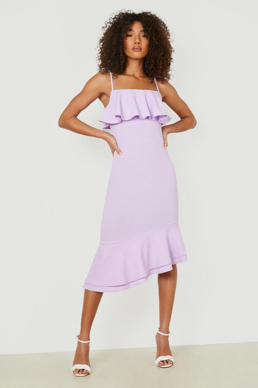 Lilac Tall Frill Detail Midi Dress image number 1