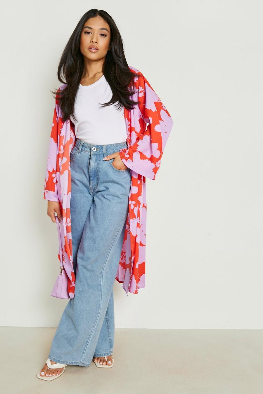 Pink Petite Bright Ditsy Floral Kimono  image number 1