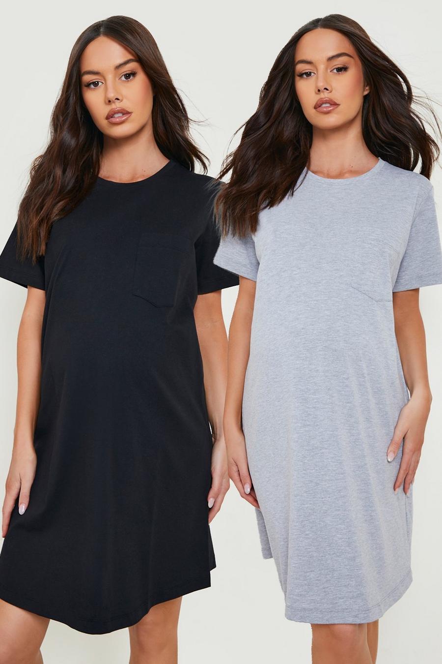Grey marl Maternity 2Pk T-Shirt Nightgown image number 1