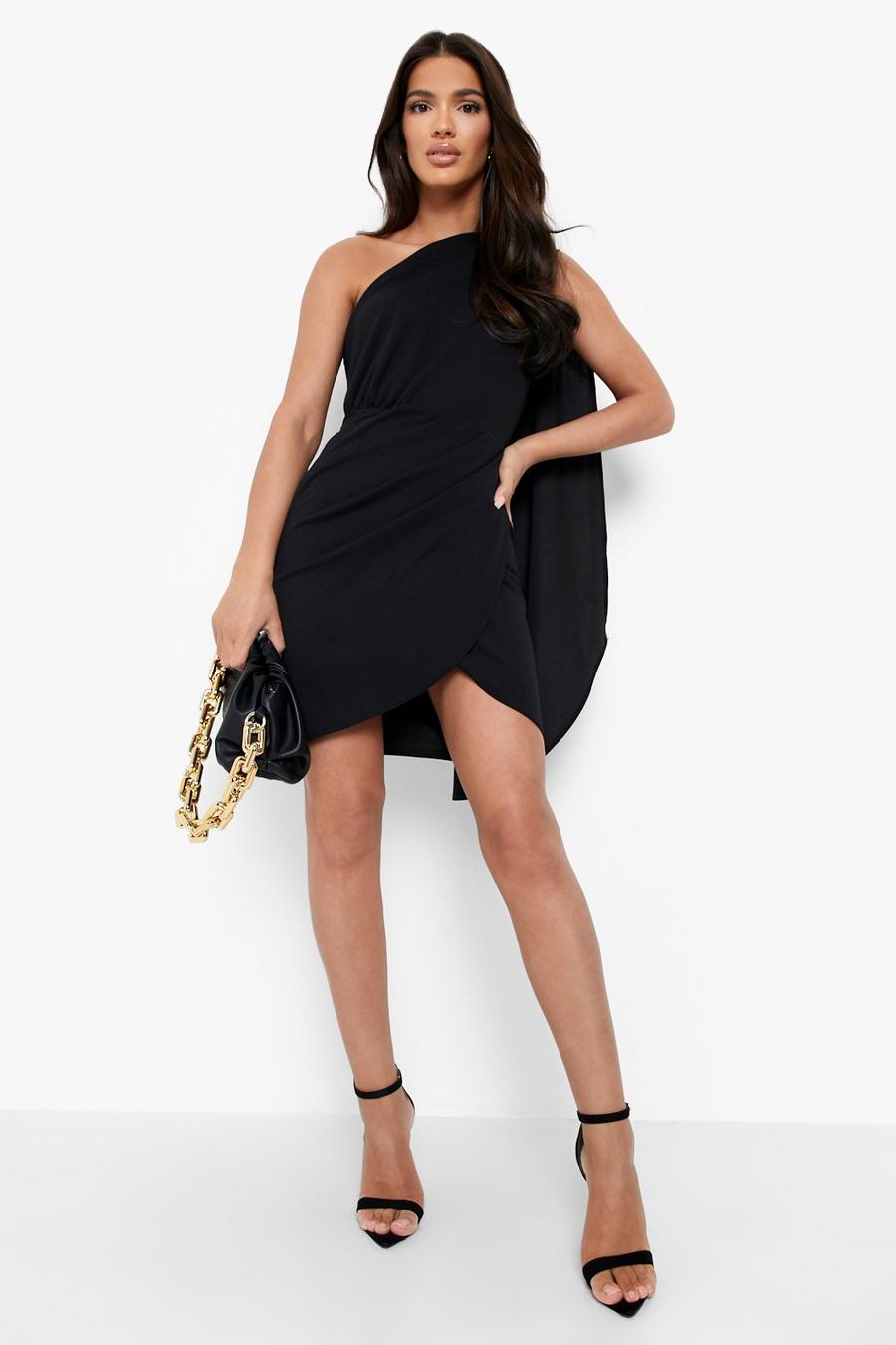 Black Cape Sleeve Mini Dress image number 1