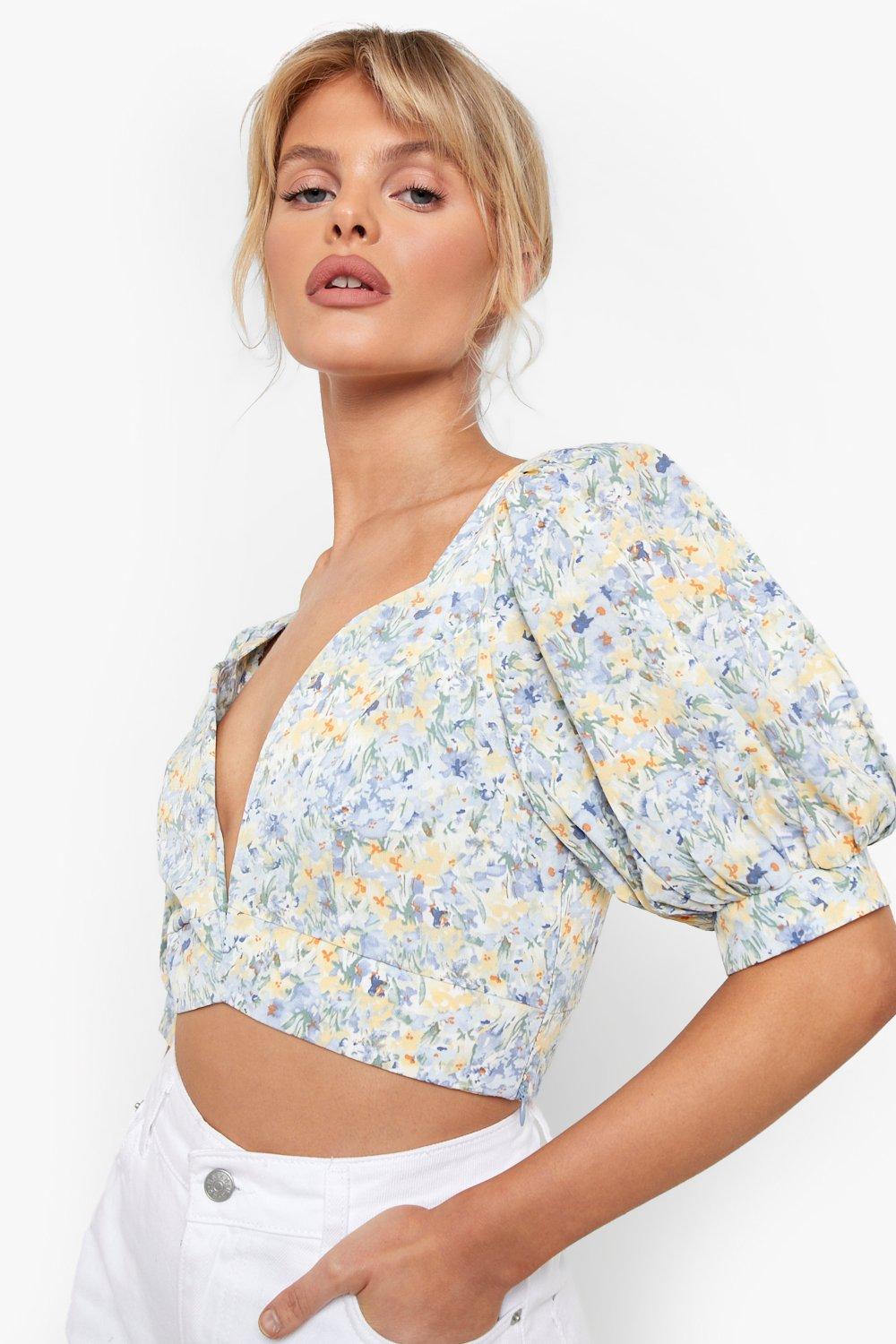 forever 21 ditsy floral print crop top