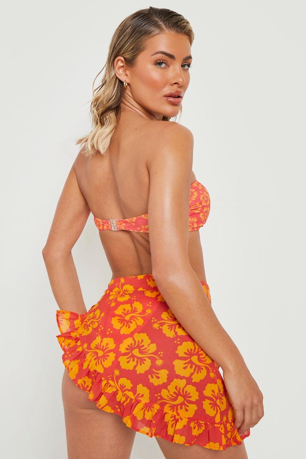 Camisa Para La Playa De Chifón Con Estampado De Naranja Boohoo de Chifón de color Blanco Mujer Ropa de Moda de baño de Caftanes y moda de playa 