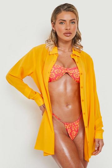 Orange Chemise de plage en mousseline de soie