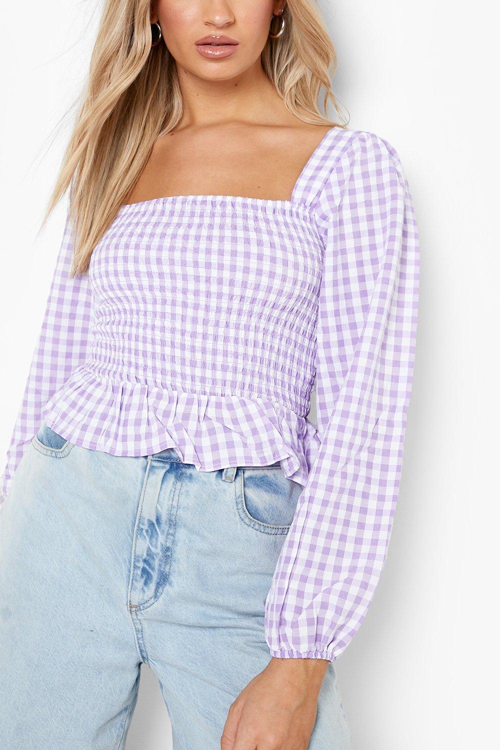 Lilac puff sleeve online top