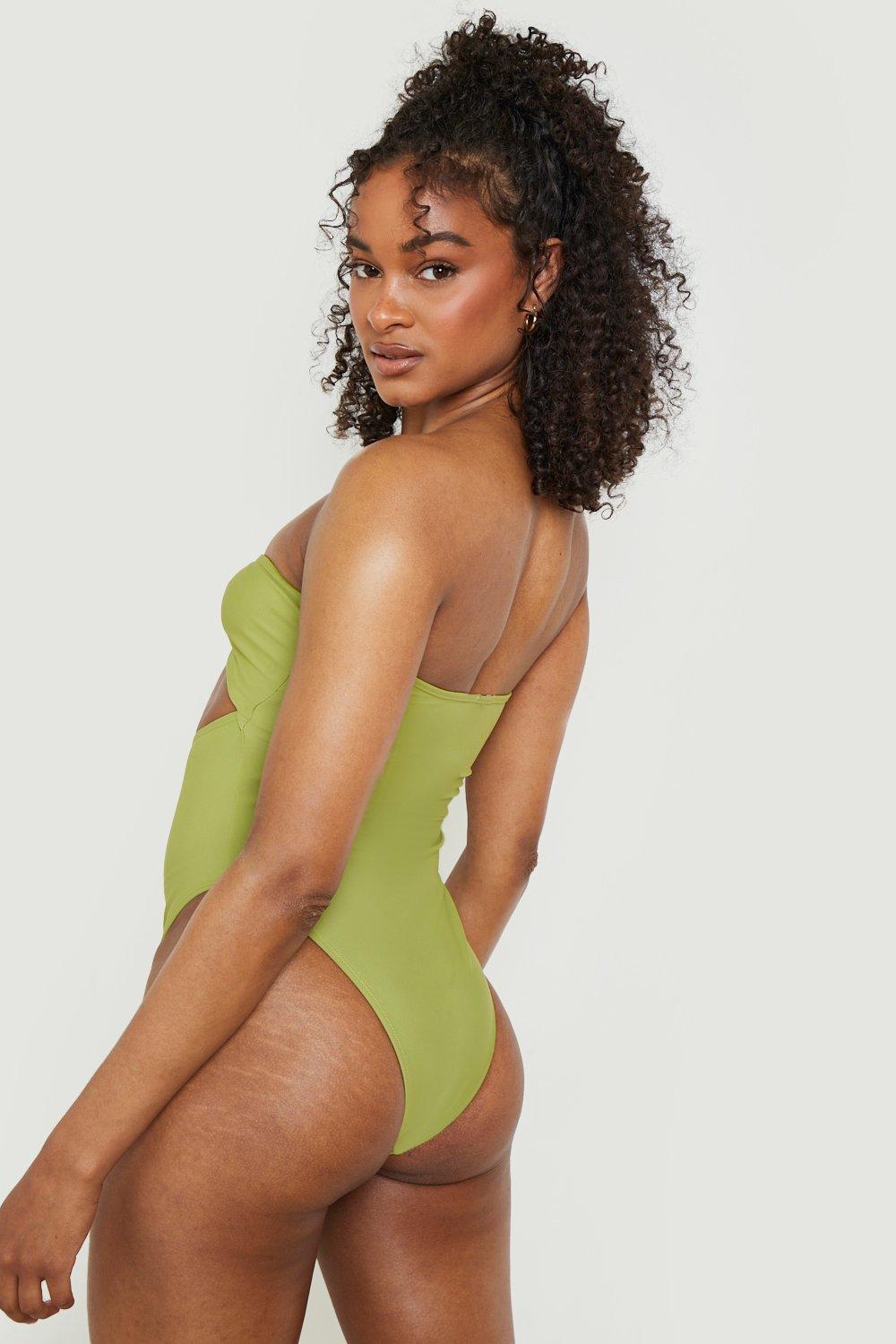 Green deals strapless swimsuit