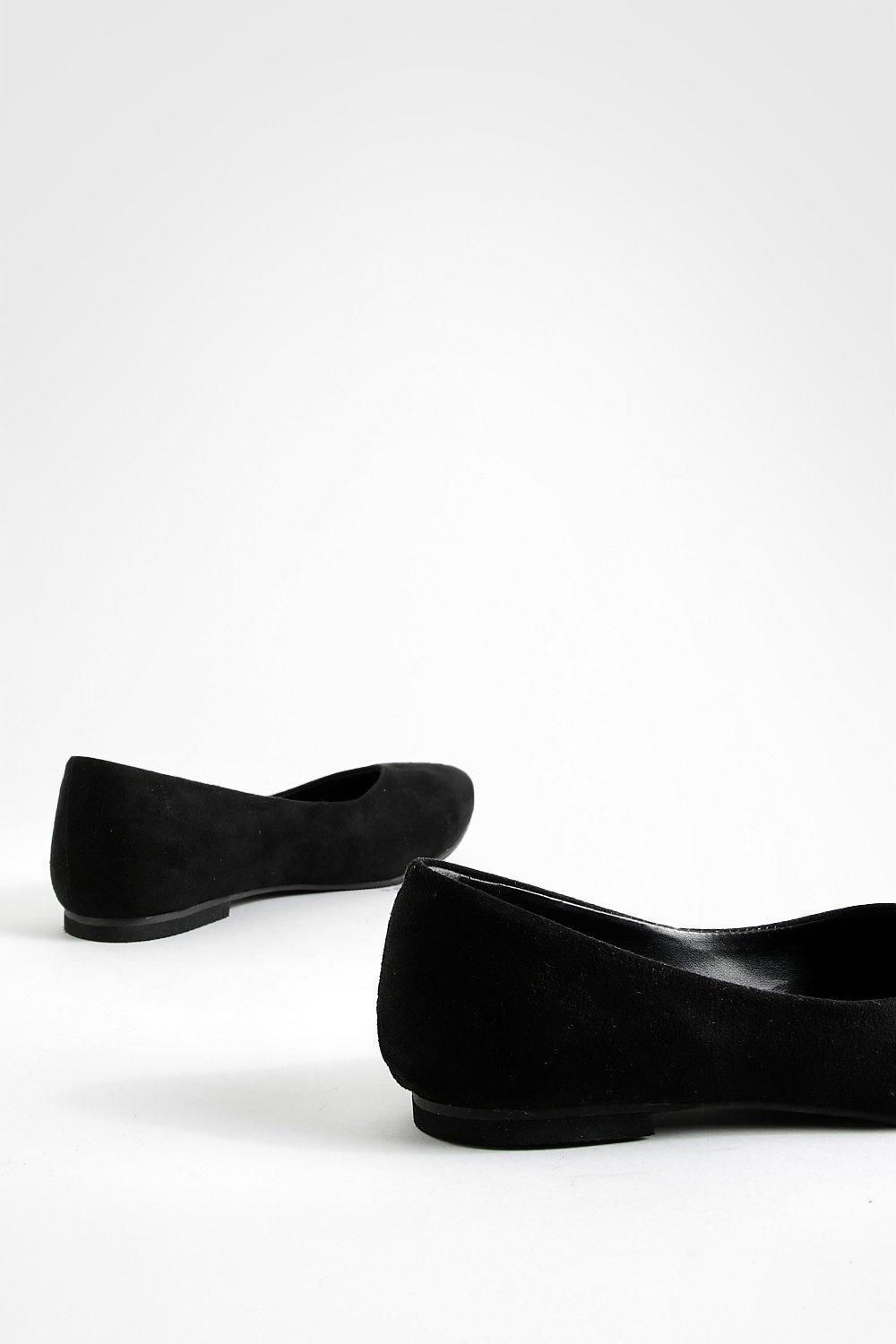 Black round store toe ballet flats