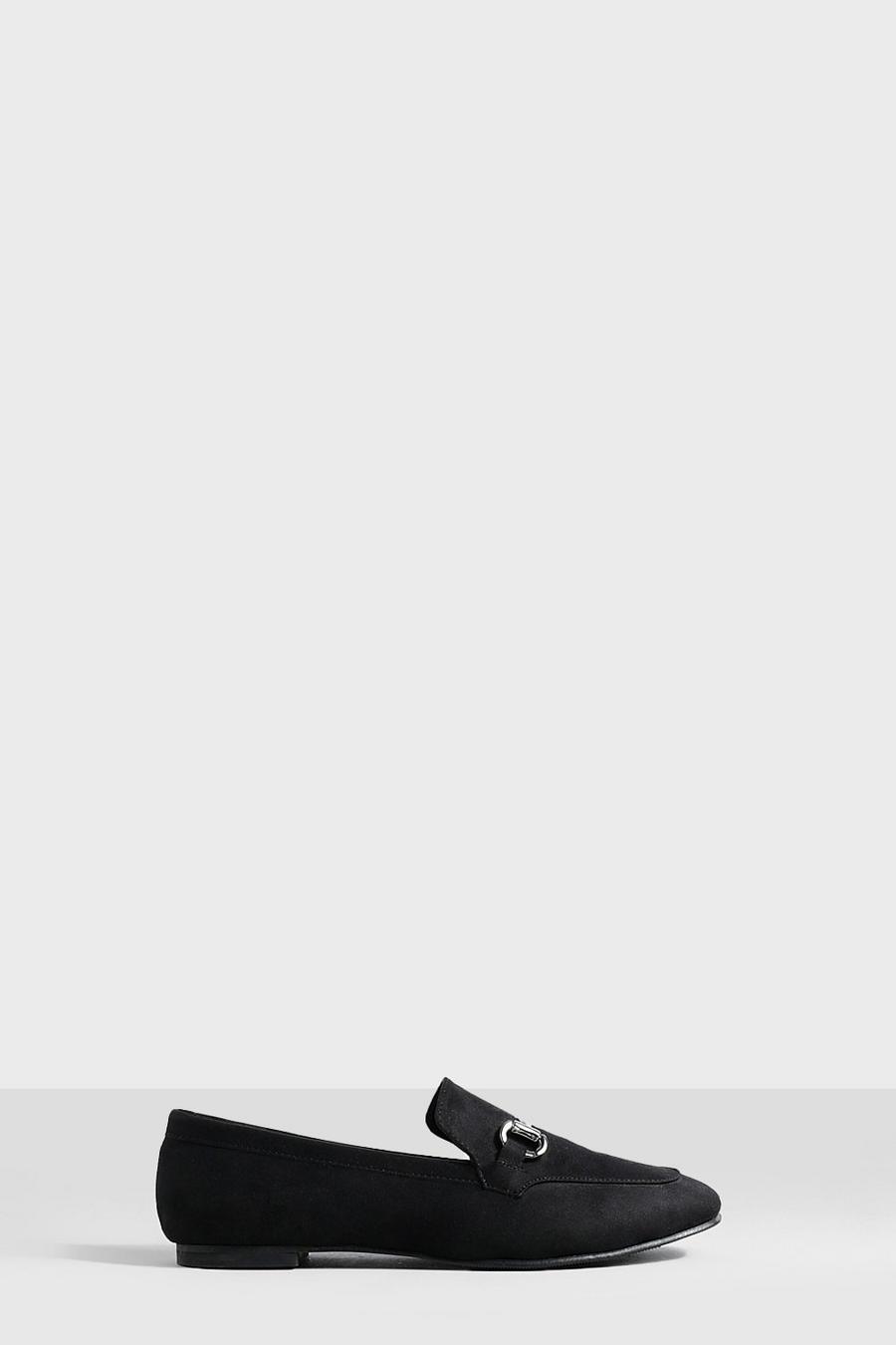 Black svart Loafers med fyrkantig tå och metalldetaljer