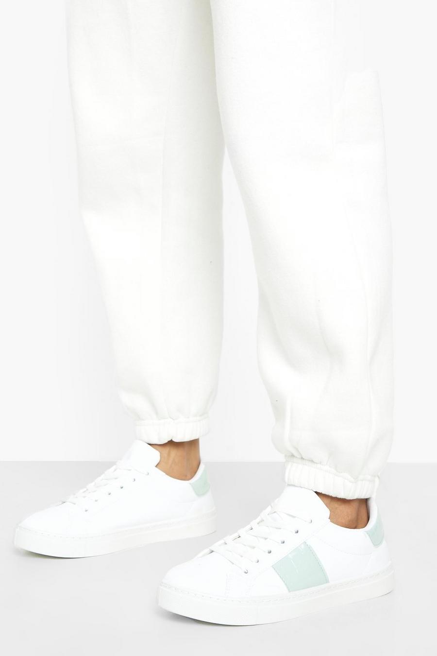 Lack-Sneaker mit Kroko-Streifen, White weiß