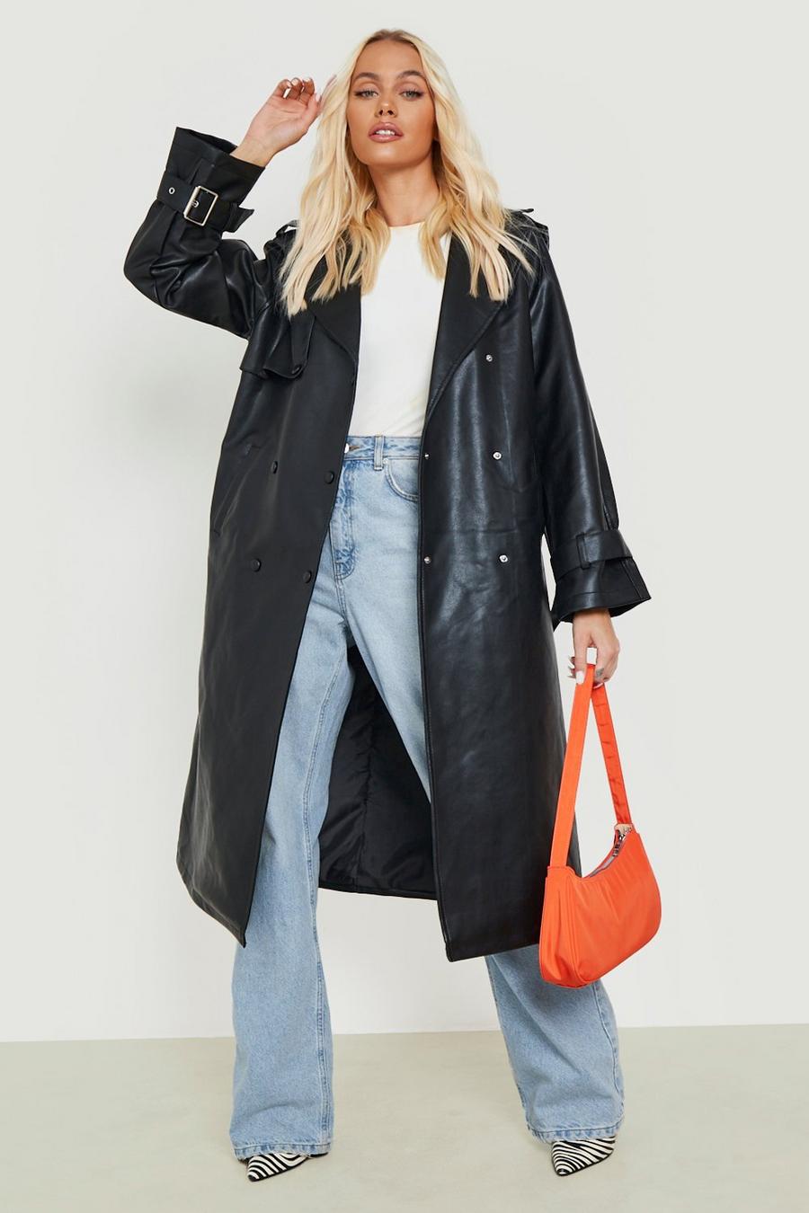 Women's Faux Leather Trench Coat | Boohoo UK