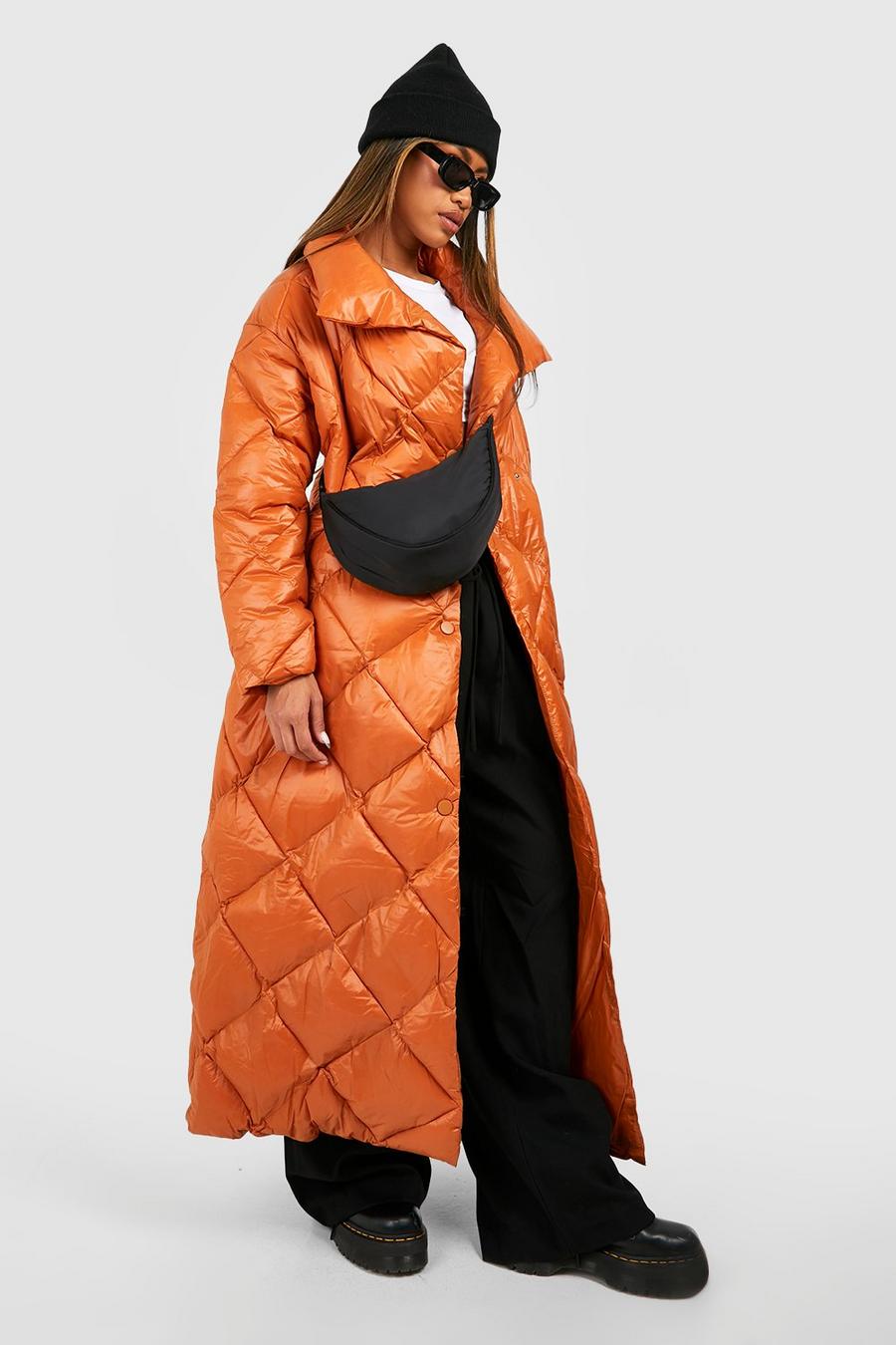 Rust naranja Oversized Collar Duvet Coat
