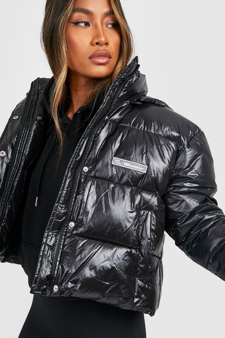 Black Cire Hooded Puffer Jacket image number 1