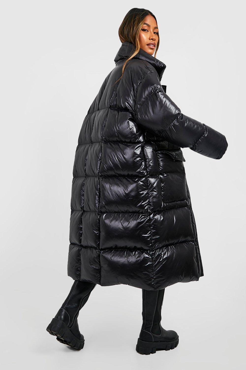 Oversized Square Quilt Detail Maxi Puffer Jacket