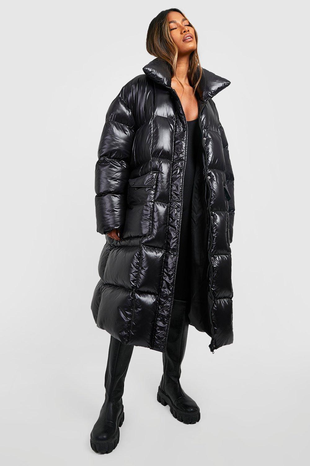 Oversized Square Quilt Detail Maxi Puffer Jacket