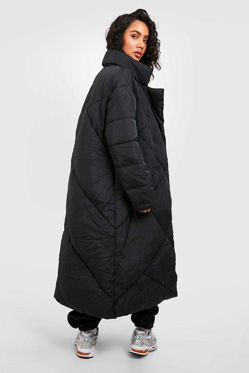 Black puffer jacket store boohoo