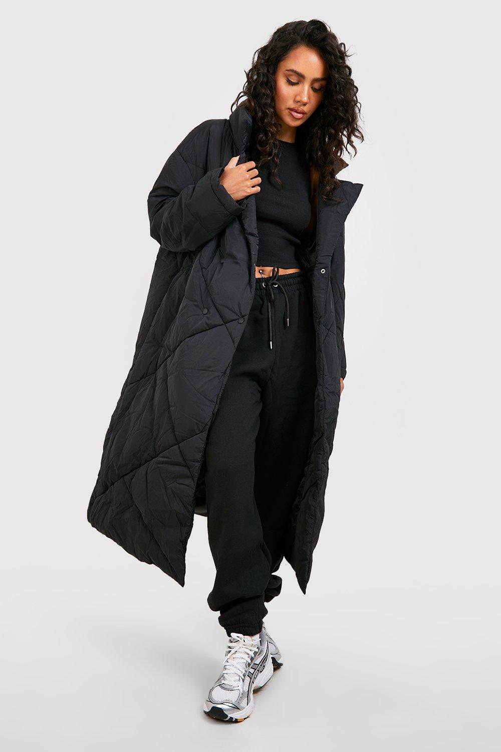 Boohoo black store padded coat