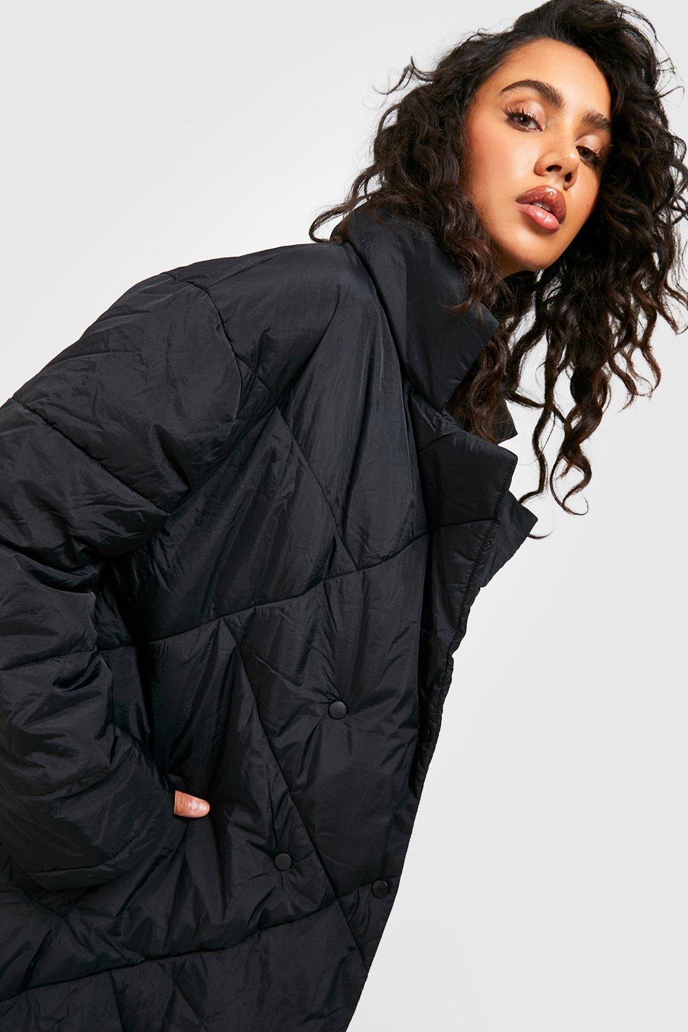 Black puffer jacket store boohoo