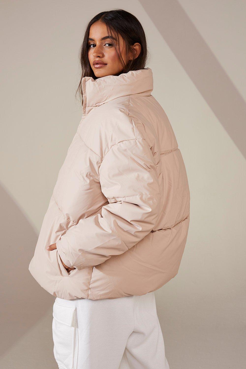 Quilted Toggle Detail Funnel Neck Puffer Jacket