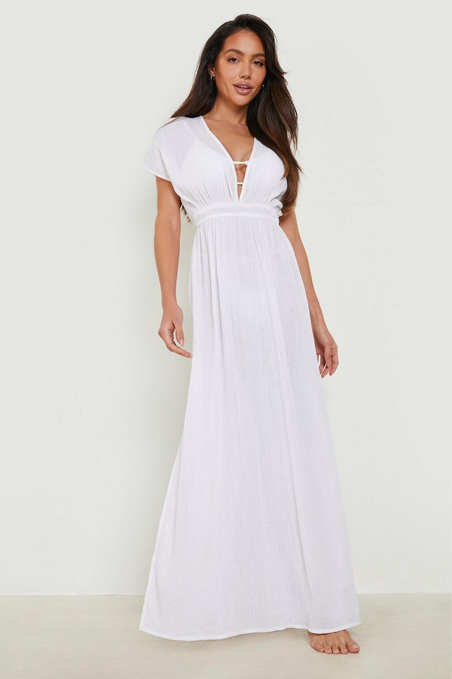 White Plunge Maxi Dress